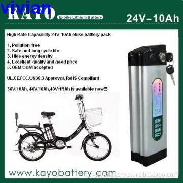 E-bike Lithium battery pack 24V 10Ah with Charger, BMS, PCB.